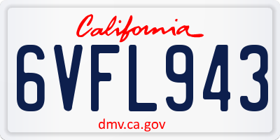 CA license plate 6VFL943