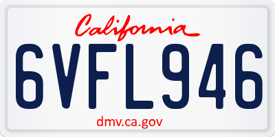 CA license plate 6VFL946