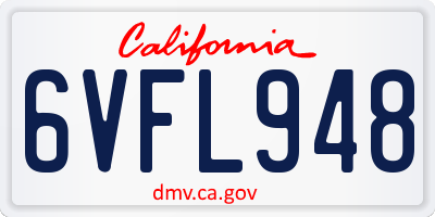 CA license plate 6VFL948