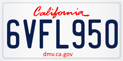 CA license plate 6VFL950
