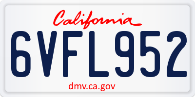 CA license plate 6VFL952