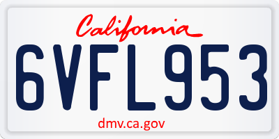 CA license plate 6VFL953