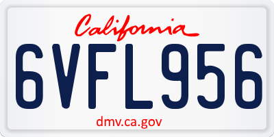 CA license plate 6VFL956