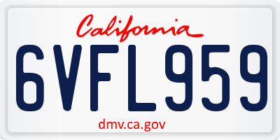 CA license plate 6VFL959