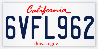 CA license plate 6VFL962