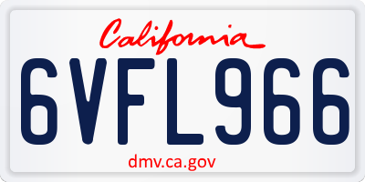 CA license plate 6VFL966