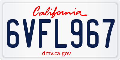 CA license plate 6VFL967