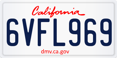 CA license plate 6VFL969