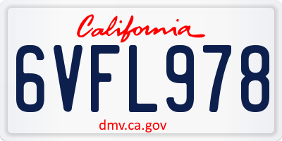CA license plate 6VFL978