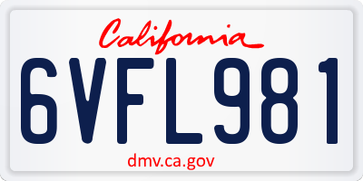 CA license plate 6VFL981
