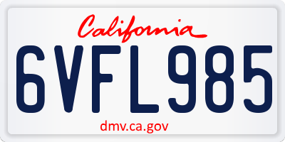 CA license plate 6VFL985