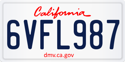 CA license plate 6VFL987