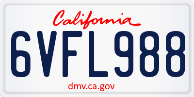 CA license plate 6VFL988