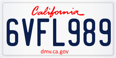 CA license plate 6VFL989