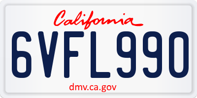 CA license plate 6VFL990