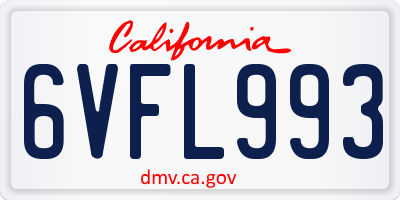 CA license plate 6VFL993