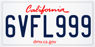 CA license plate 6VFL999