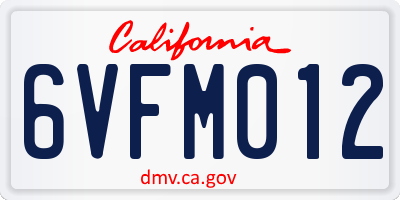 CA license plate 6VFM012