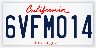 CA license plate 6VFM014