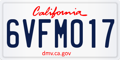 CA license plate 6VFM017