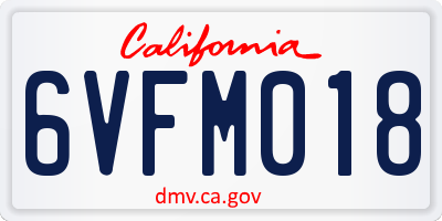 CA license plate 6VFM018