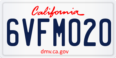 CA license plate 6VFM020