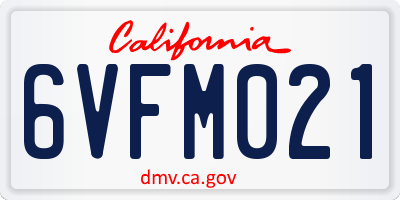 CA license plate 6VFM021