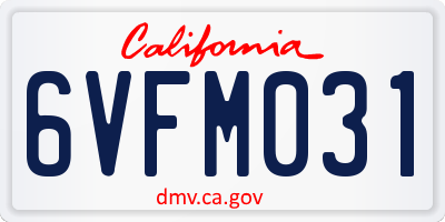 CA license plate 6VFM031