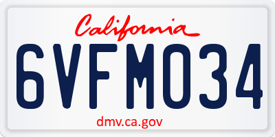 CA license plate 6VFM034