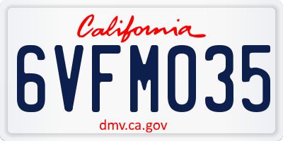 CA license plate 6VFM035
