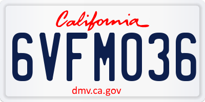 CA license plate 6VFM036