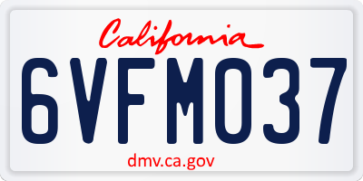 CA license plate 6VFM037