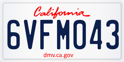 CA license plate 6VFM043