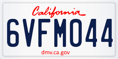 CA license plate 6VFM044