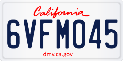 CA license plate 6VFM045