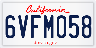 CA license plate 6VFM058