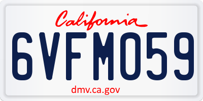 CA license plate 6VFM059