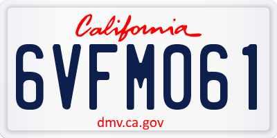 CA license plate 6VFM061