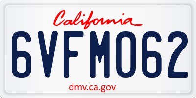 CA license plate 6VFM062