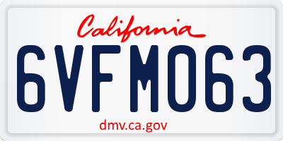 CA license plate 6VFM063