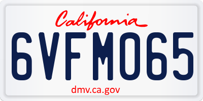 CA license plate 6VFM065