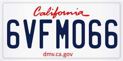 CA license plate 6VFM066