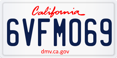 CA license plate 6VFM069