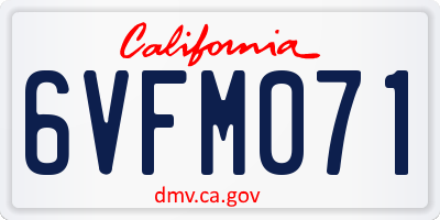 CA license plate 6VFM071