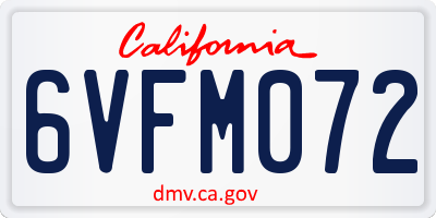 CA license plate 6VFM072
