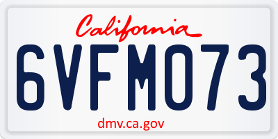 CA license plate 6VFM073
