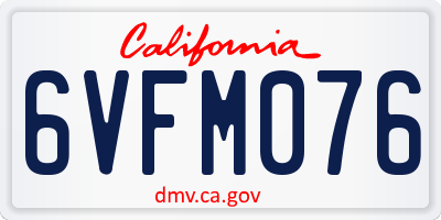 CA license plate 6VFM076