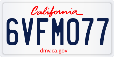 CA license plate 6VFM077