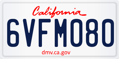 CA license plate 6VFM080