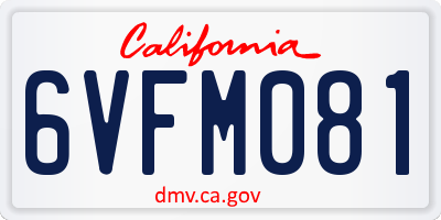 CA license plate 6VFM081